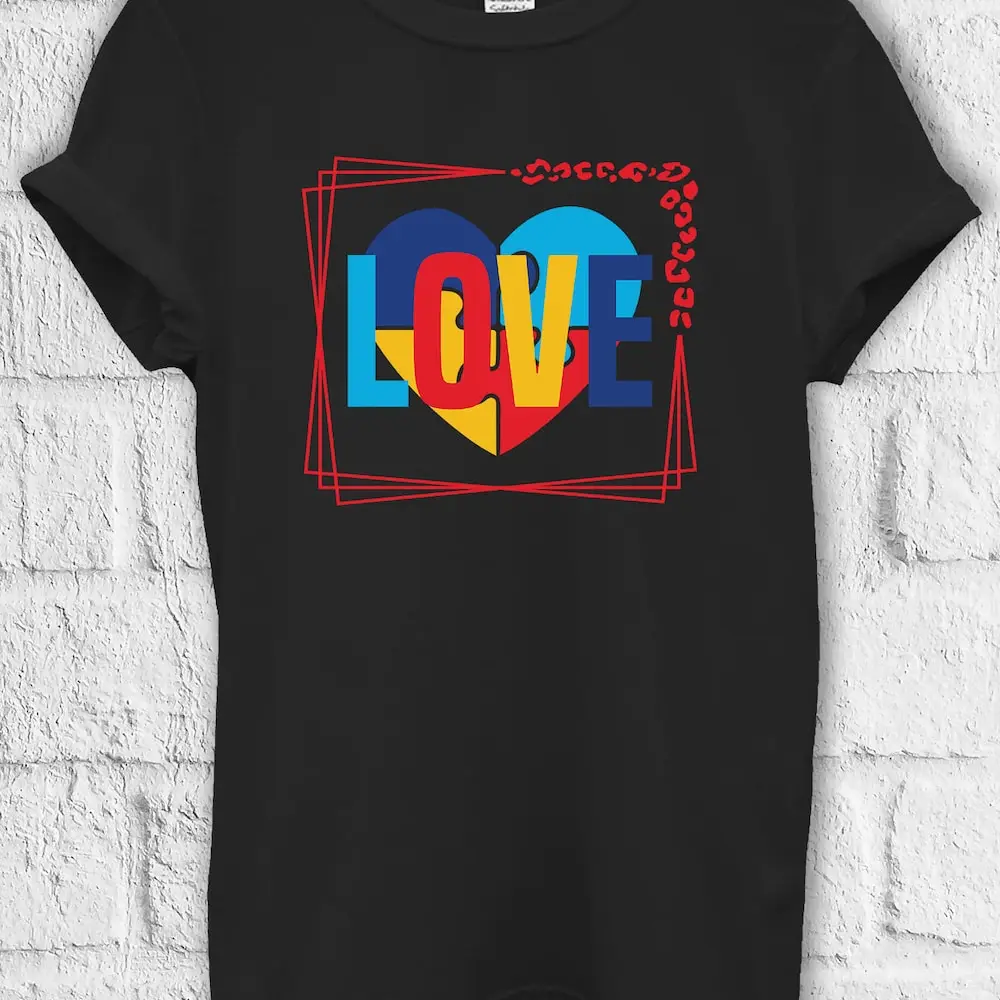 Love Autism Awareness Cool T Shirt Sweat Jute Bag Kids Baseball Pullover Baggy Boyfriend 3569