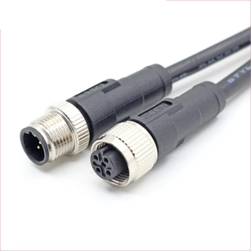 M12 2P 3P 4P 5P 6P 8P 12Pin Waterproof IP67 Aviation Male Female Plug With Cable Threaded Connector For Data And Telecom Systems