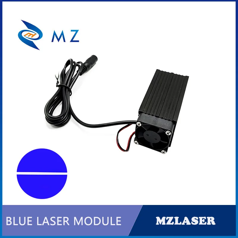 Hot Selling 33x33x75mm 450nm 1600mw 1.6W Blue Line Laser Diode Module With Cooling Fan Industrial Grade With Adapter