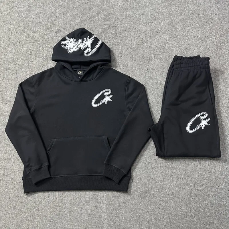 

Men's Sportswear Long Pants Hoodie Set Embroidered Logo High Street Sle Autumn Winter Casual Comfortable Youth Outfit