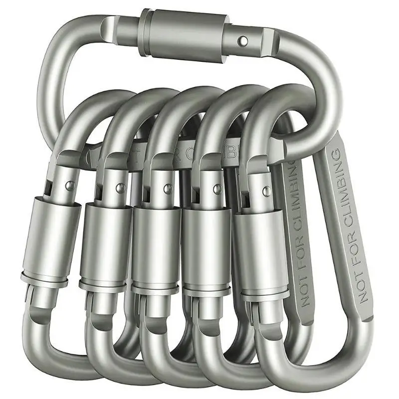 3/6 Pack 8CM Lockable D-Shaped Carabiner Quickdraw Screw Lock Buckle Aluminum Alloy Backpack Hook for Outdoor Climbing Camping