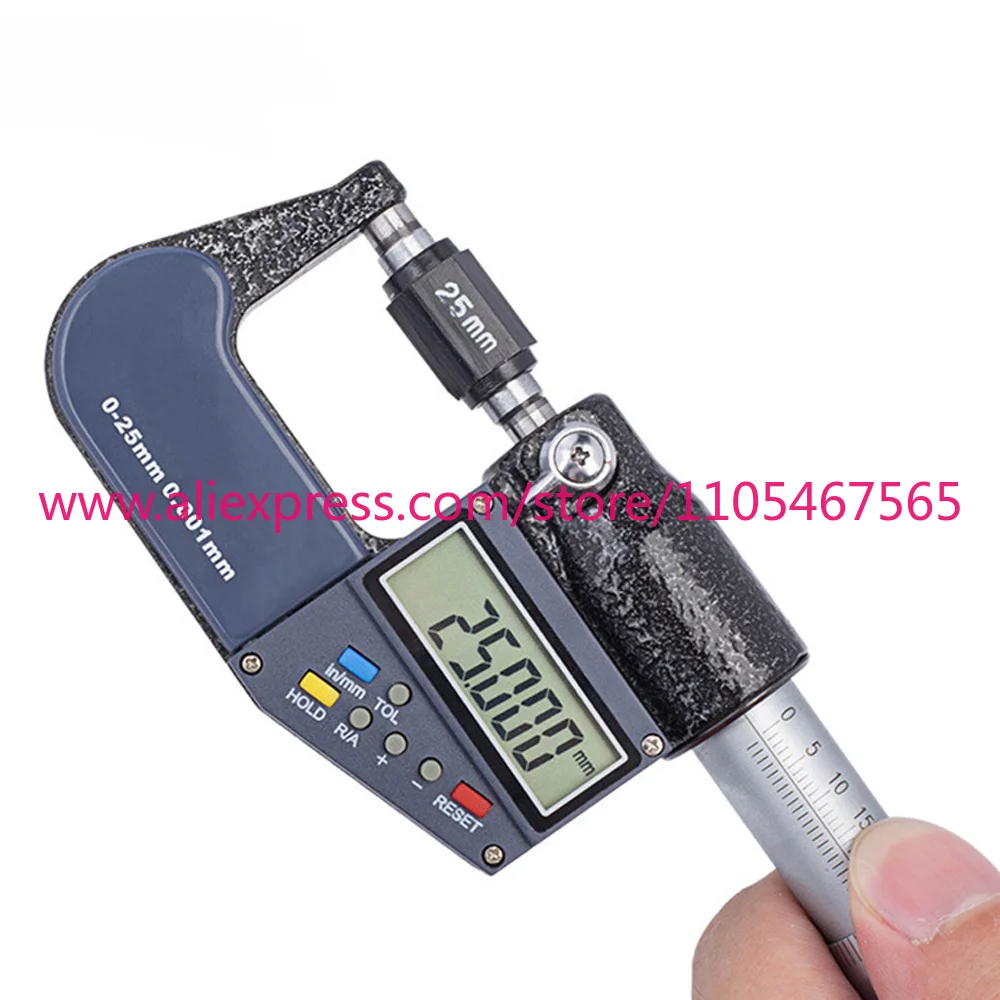 

0-25Mm Digital Micrometer 0.001mm Electronic Micrometer Diameter Gauge Chrome Outer Diameter Micrometer