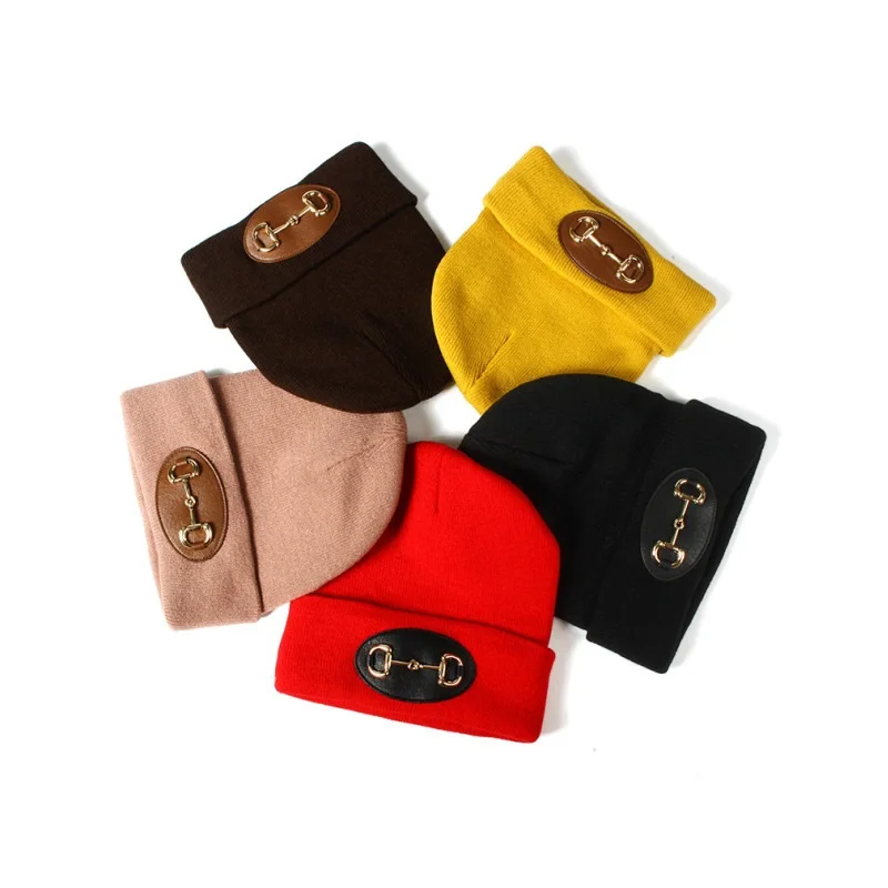 Beanies For Man Solid Knitted Hat Hip-Hop Style With Rings Accessories Berets Portable Warm Woolen Bonnets For Woman Wholesale