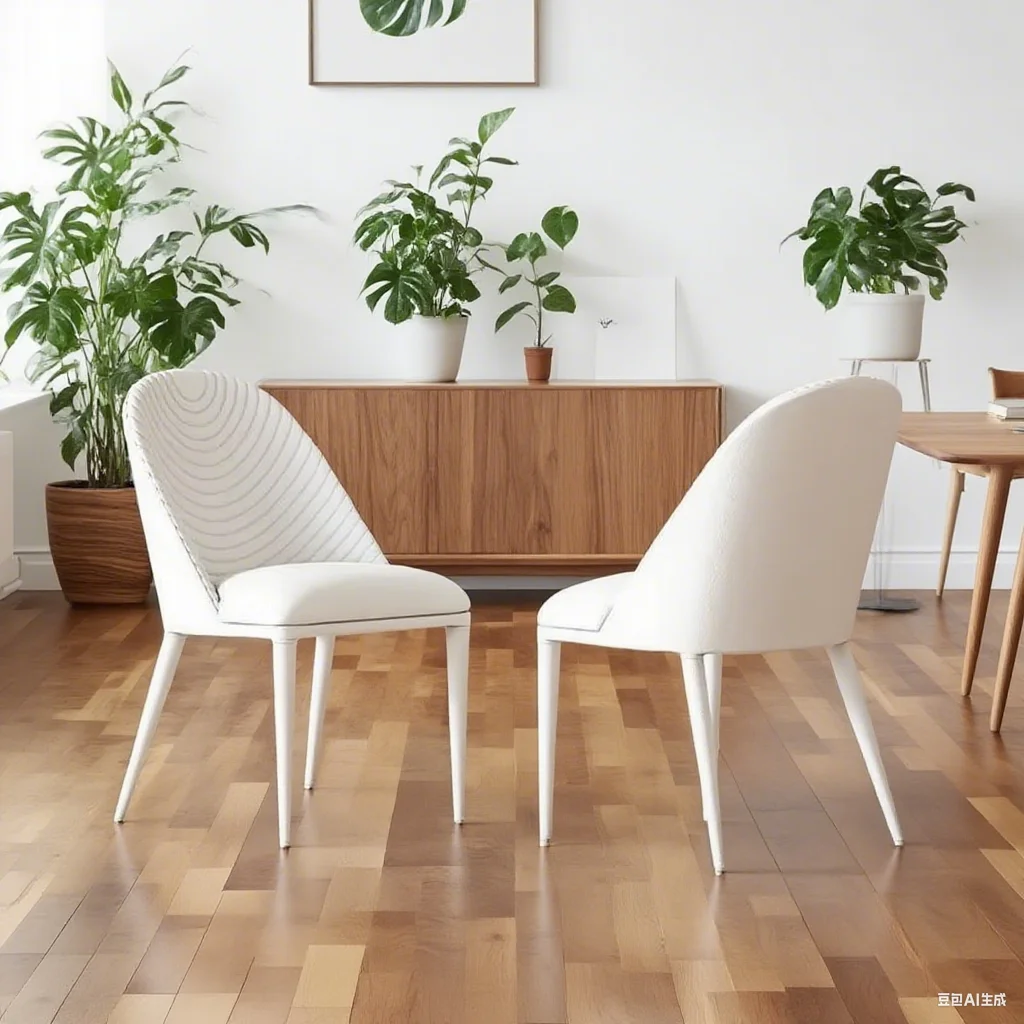 

Nordic Light luxury Italian leather dining chair restaurant home modern simple minimalist designer white chair furniture 1pc