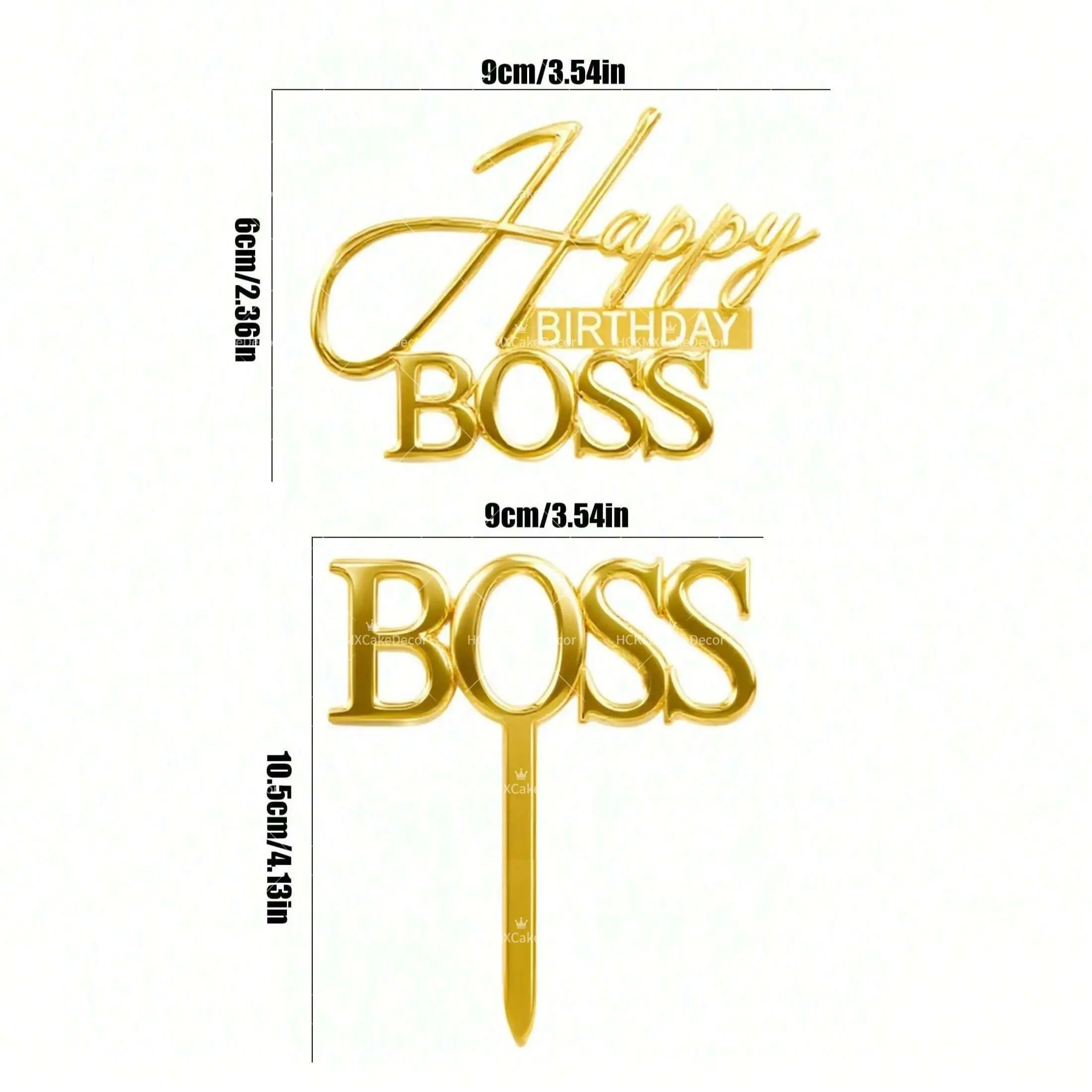 3pcs/6pcs Gold Acrylic Boss Happy Birthday Cake Topper Big Boss Cake Decorations for Boss Birthday Party Supplies - view 6