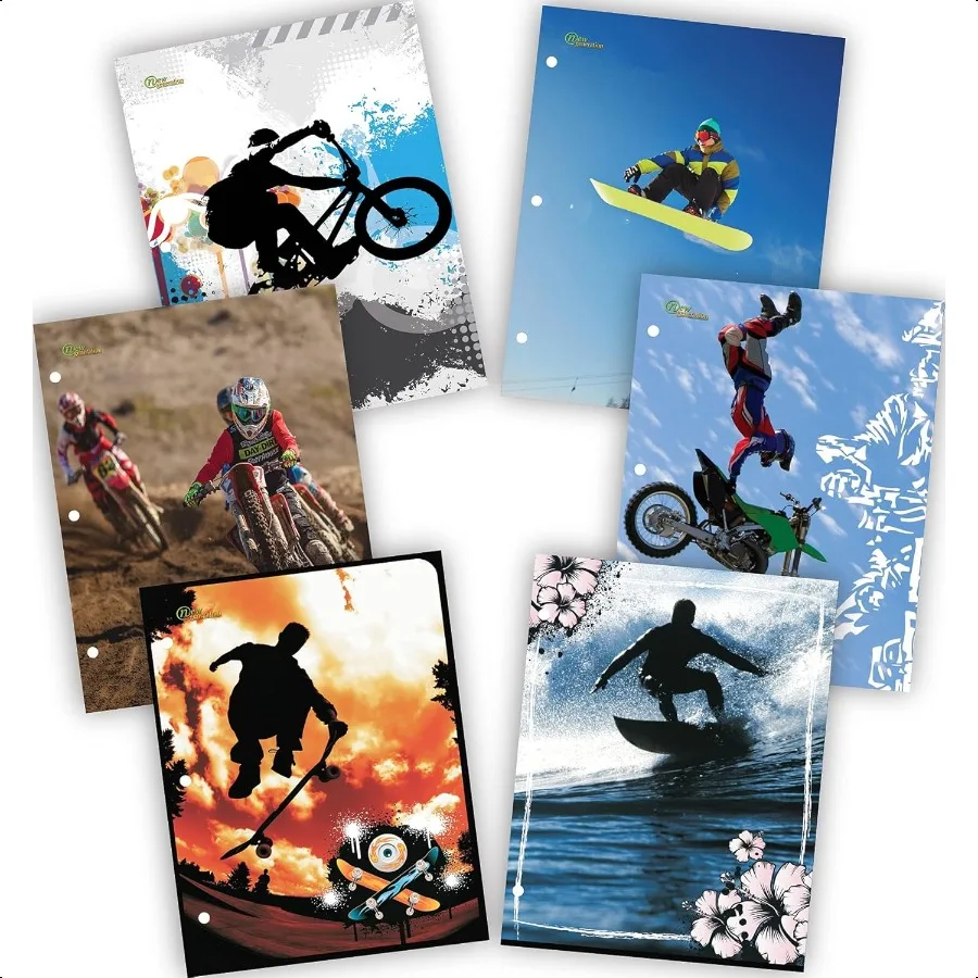 

Extreme Sport 2 Pocket Folders Fashion School Folders with Two Pockets and 3 Hole Punched Heavy Duty and Glossy Laminated Finis