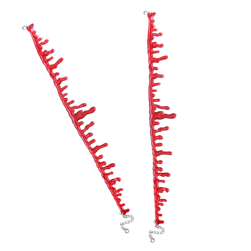 4개입 혈흔 목걸이 고딕 할로윈 레드 핸드메이드 메이크업 체인 파티 연극 의상 쥬얼리