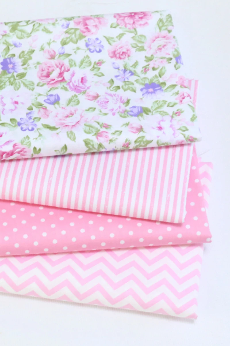 160x50cm Pink Sweet Sewing Fabric, Making Pure Cotton Pajamas Dress Printed Rose Dots Striped Cloth