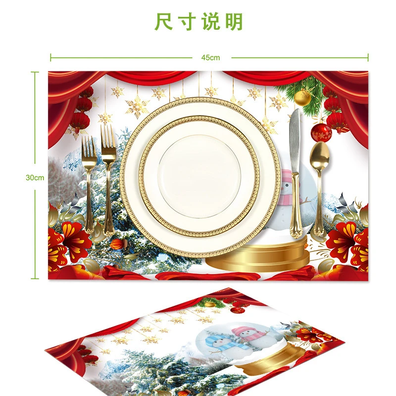 VIKAMA Christmas & Size Placemat, Washable Heat Resistant Placemat for Dining Table Kitchen
