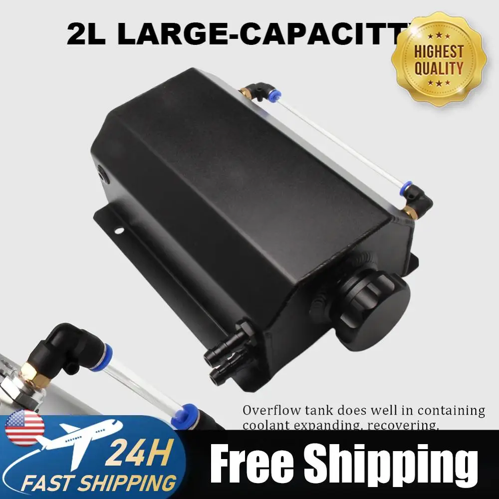 

2L Recovery Water Tank Aluminum Alloy Radiator Overflow Coolant Can Universal Polished Reservoir Automobile Parts