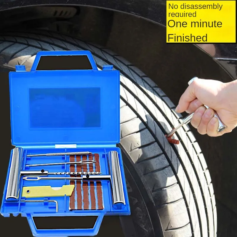 1 Set/11/12pcs Tire Repair Kit Car Motorcycle Bike Emergency Heavy Duty Tubeless Tire Puncture Professional Repair Kit Plug Set