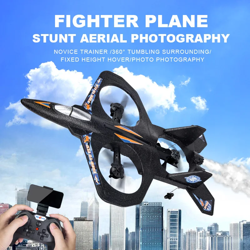 RC Plane With HD Camera 2.4G Radio Remote Control Aircraft Wide Angle Camera 360° Tumbling RC Fighter EPP Foam RC Toy Kid Gifts