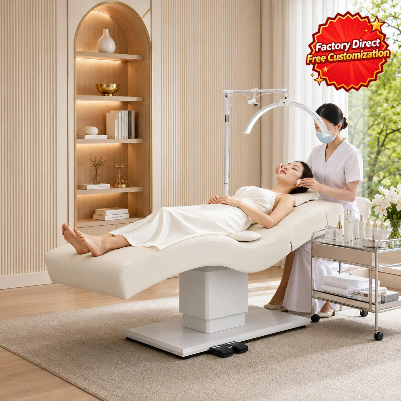 Electric Beauty Bed Adjustable Massage Table Multi-Position Spa Treatment Salon Furniture