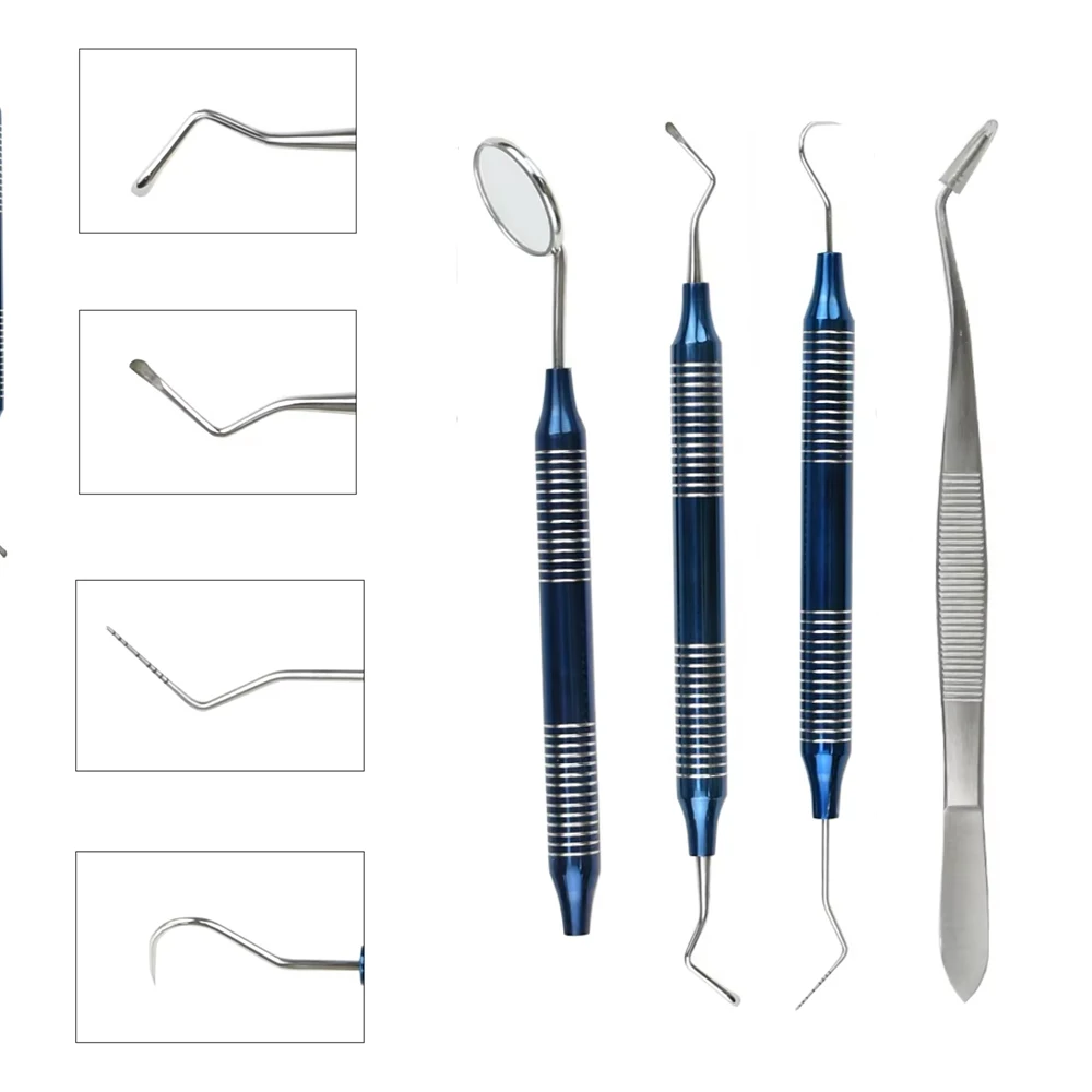 

4pcs Dentist Tools Tartar Scraper Set Sickle Shape Calculus Plaque Remover for Teeth Cleaning Dental Hygiene Kit