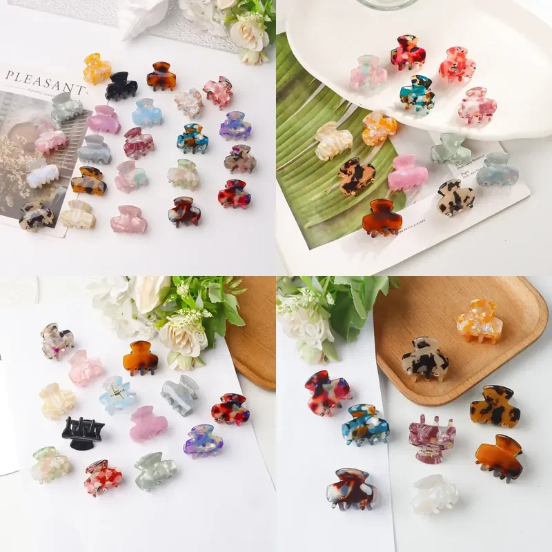 New Sweet Small Mini Hair Claws Acetate Hair Clips for Women Girl Barrettes Crab Clamp Ponytail Hairpin Fashion Accessories