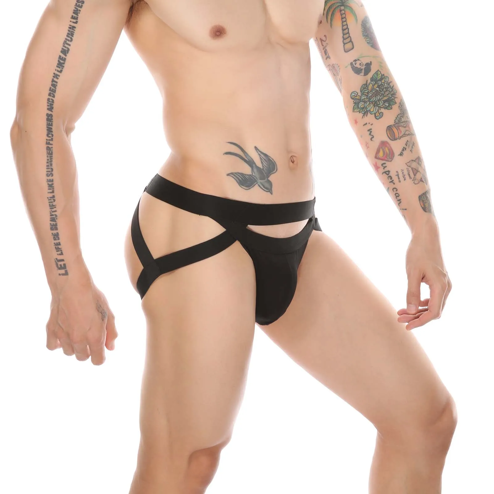 

Sexy Men Bondage Underwear Jockstrap G String Elastic Hollow Harness Male Cotton Thong Lingerie Costume Underpants hombre