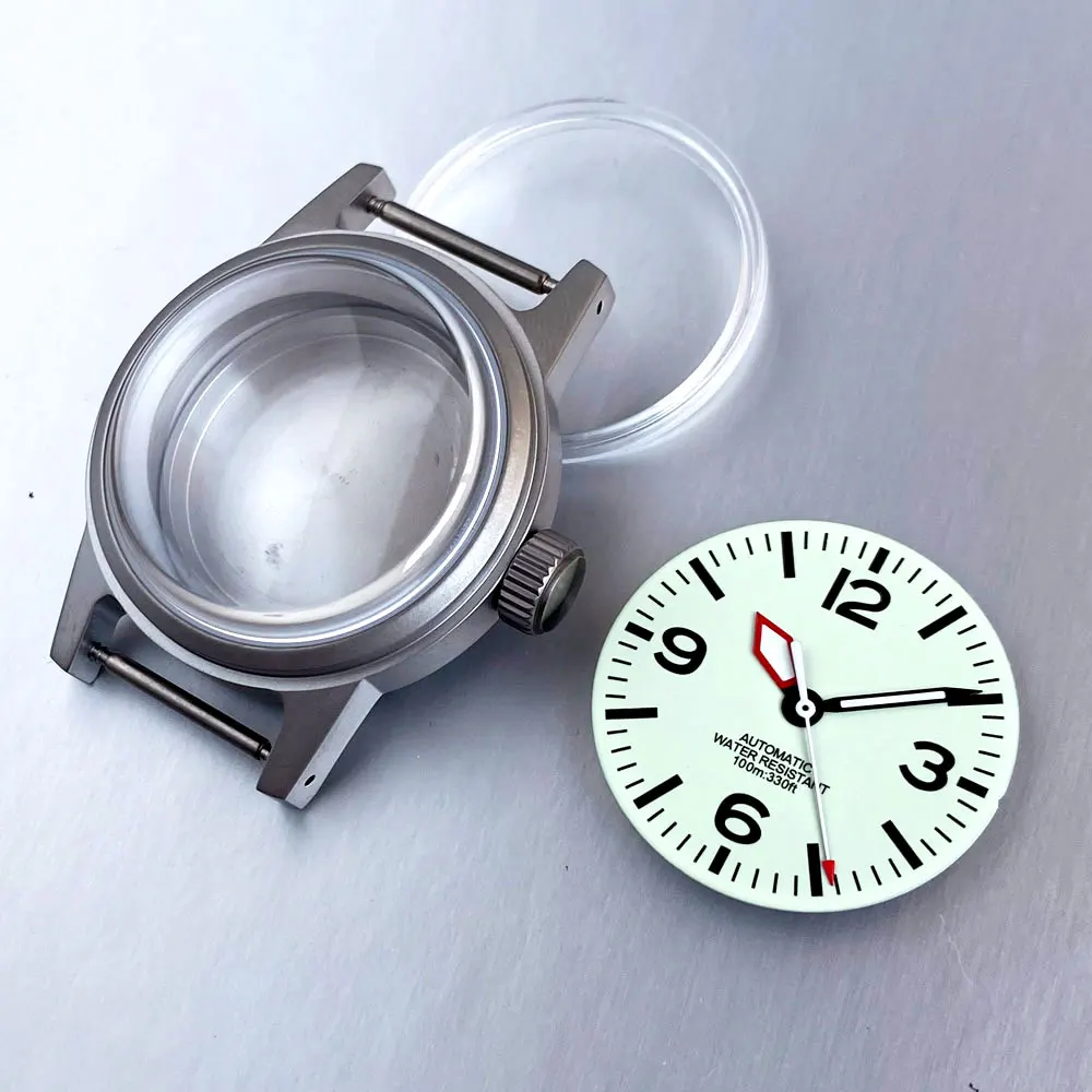 

36mm Military 200M Diving case dial hand set fit NH35 NH36 PT5000 Automatic movement Luminous Cream Sapphire glass watch parts