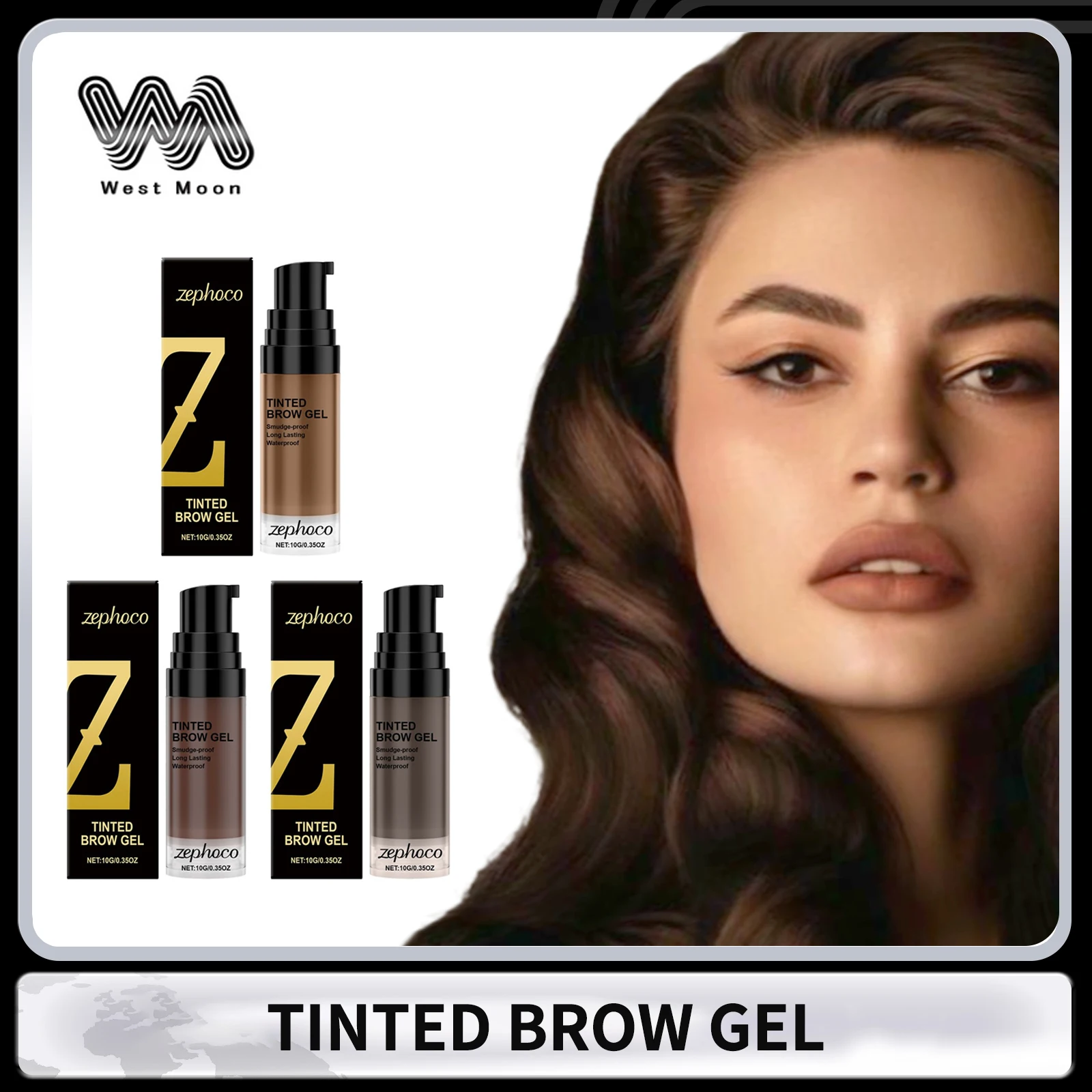 3 Colors Tinted Brow Gel Waterproof Anti Smearing Quick Drying Natural Long Lasting Stereoscopic Eyebrow Shape Eye Makeup