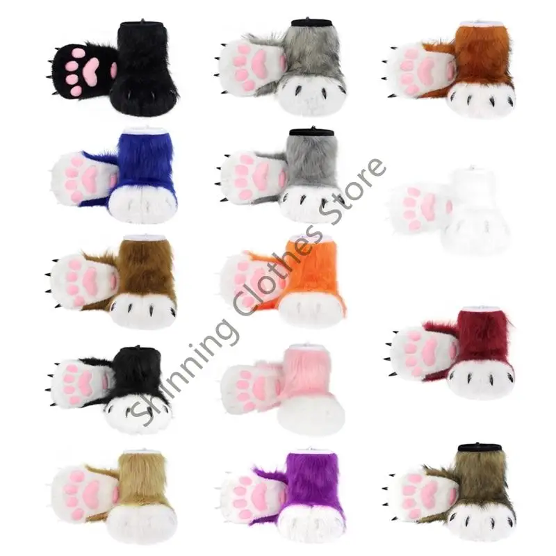 

M68A Кошки Волки Собаки Лисы Меховой костюм Ноги Лапы Когти Обувь Сапоги Животные Нечеткие тапочки