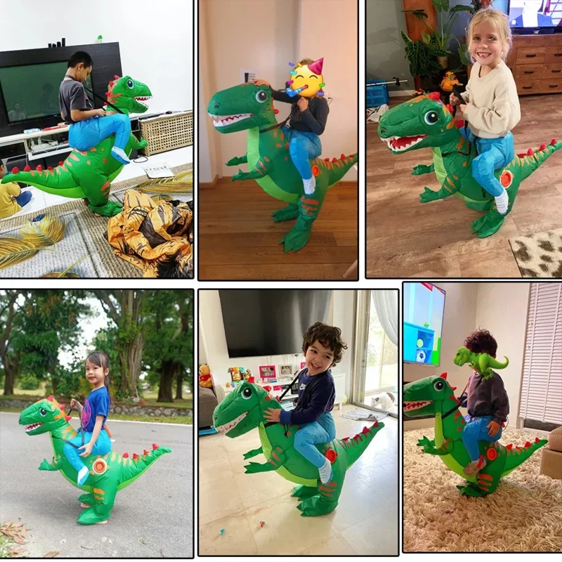 Kids Kind Party Cosplay Kostuums Opblaasbare Dinosaurus T-rex Pak Halloween Kostuum voor Jongens Meisjes Purim Mascotte Geschenken E