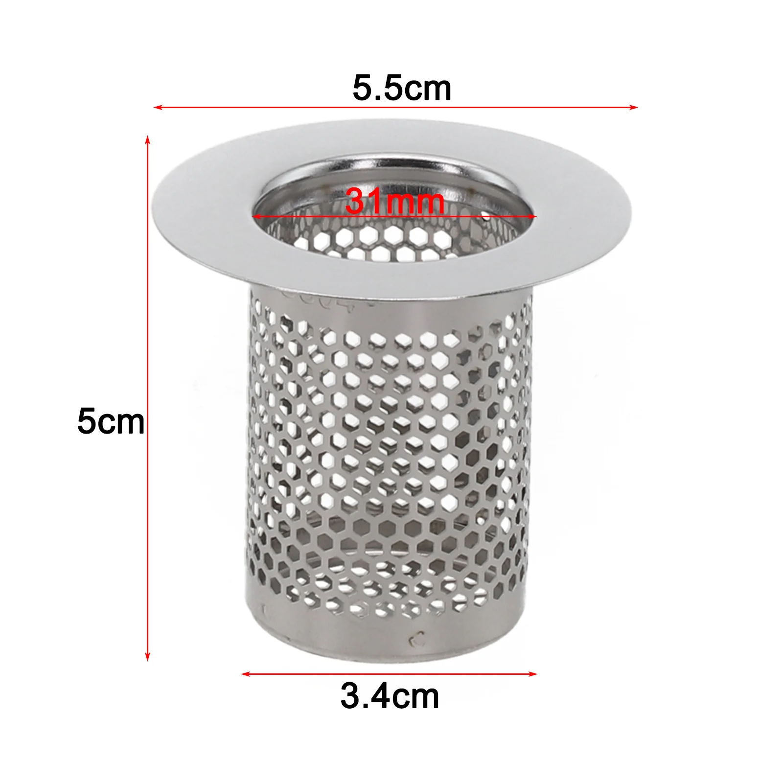 5cm/5.5cm/6.5cm Kitchen Sink Strainer Drain Hole Filter Trap Sink Strainer Stainless Steel Bath Sink Drain Waste Screen Dropship