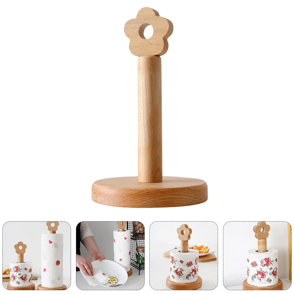 

1Pcs Minimalist Stylish Roll Paper Towel Holder Wooden Stand Rack for Home Decor Easy Clean Convenient Use Khaki