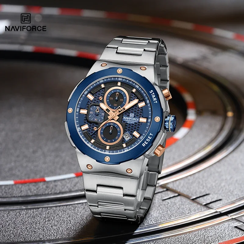 Nuovo stile NAVIFORCE cinturino in acciaio inossidabile da uomo cronografo orologio casual selvaggio impermeabile per uomo sportivo orologio da polso maschile al quarzo