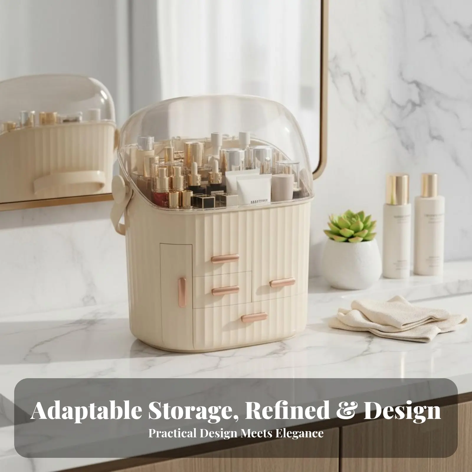

Multi-Compartment Cosmetic Box debris-shieldedprotective Lidded Makeup Case with Drawers sturdy Watershield for Teenagers