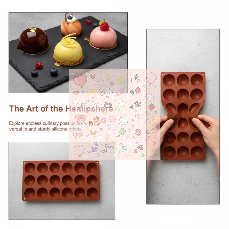 3D 5/6/15/24 Grids Semicircular Silicone Mold For Baking Balls Pudding Mousse Chocolate Eco-Friendly Kitchen Accessory