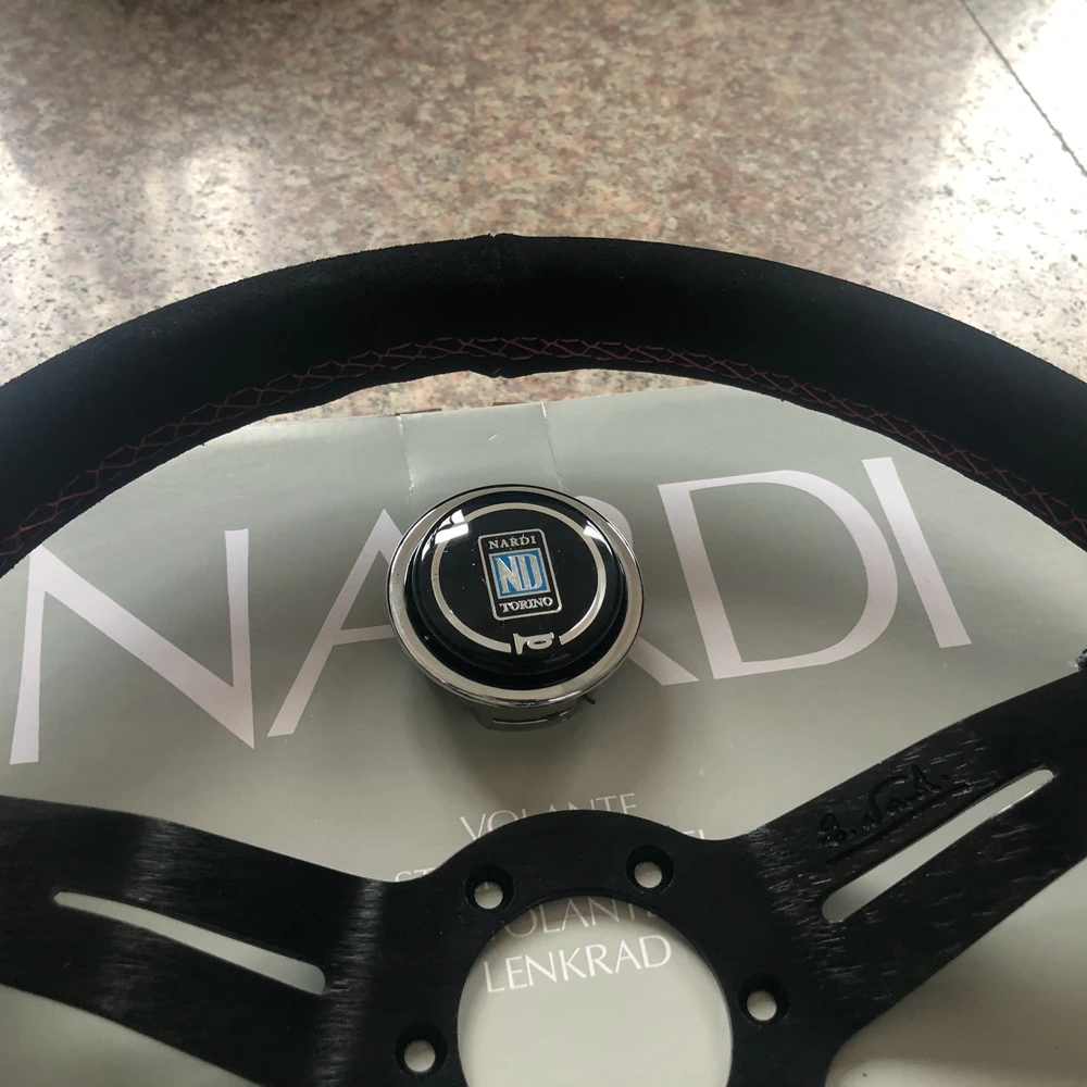 Nardi 14Inch Universal Racing Drift Nardi Steering Wheel Car ND Suede Leather JDM Steering Wheel Volantes For HONDA BMW TOYOTA