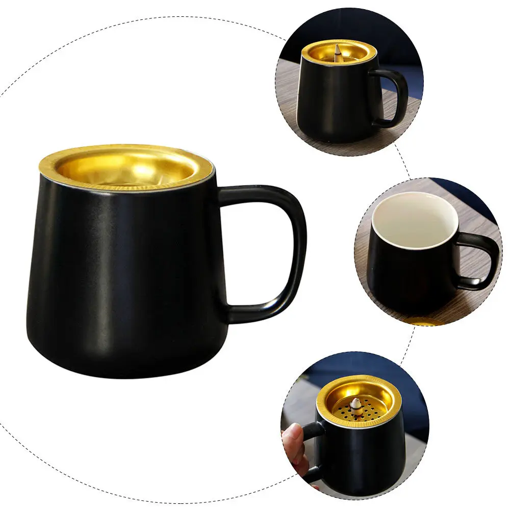 

1Pcs Exquisite Middle East Style Handheld Incense Burner Ceramic Metal Desktop Censer for Living Room Bedroom Meditation Tea