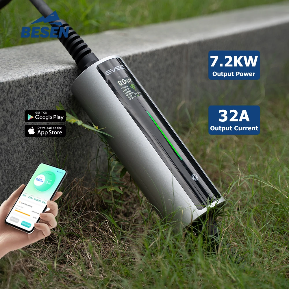

WIFI 32A 7.2kW EV Charger Portable 110V-240V with LCD Display Compatible ALL EVs