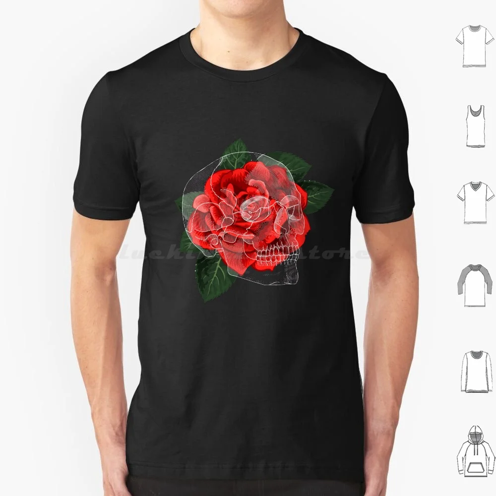 Best Seller-Essential T Shirt 6Xl Cotton Cool Tee Roses Red Red Roses Skull Simple