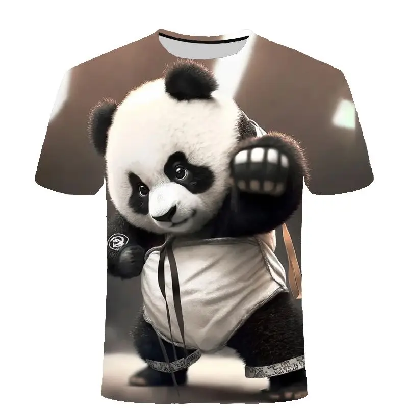 Children's Clothing Girl T-Shirt Short Sleeve Funny Cute Panda Print Kids Summer Clothes Casual Cartoon Girl Clothes O-Neck Tops