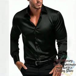 14-color men's shirt formal solid color wedding outdoor fashion design business long-sleeved top clothing XS-6XL soft fabric
