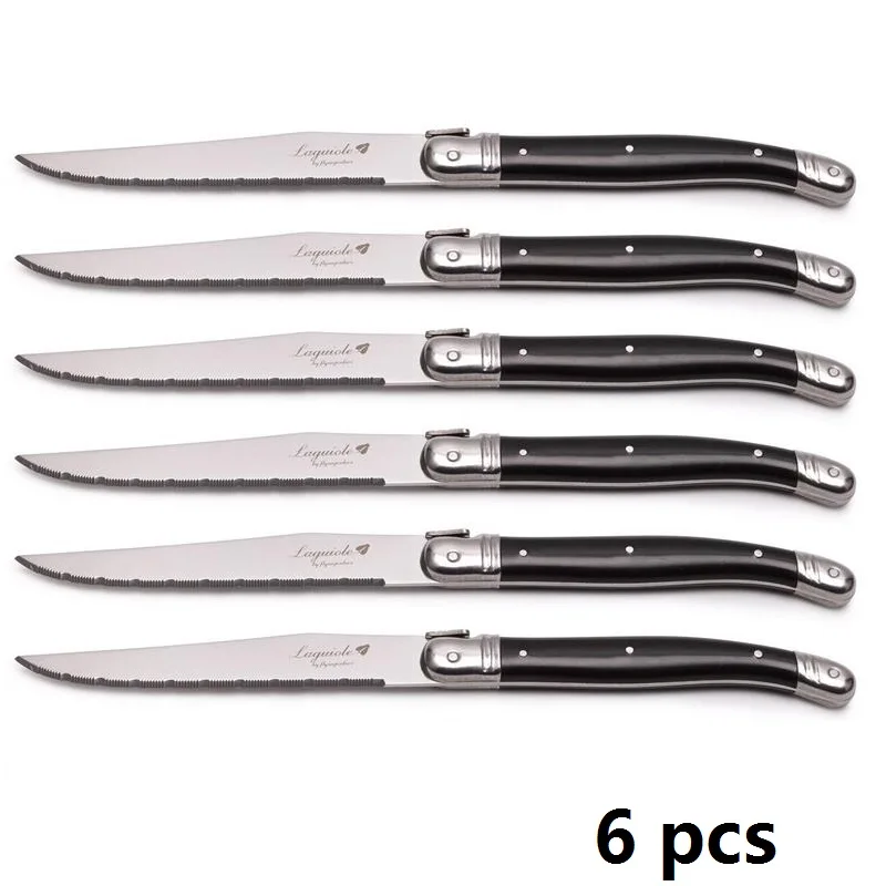 Laguiole Stainless Steel Steak Knives Dinner Knife Black Cutlery Table Knife Dinnerware sets Restaurant Home Bar Flatwatware 9'' view 2