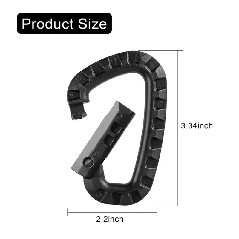 Mousquetons en Plastique Dur Polymère, Anneaux en Forme de D, réinitialisation de Structure pour Sac à Dos, Camping, Voyage en Plein Air, 4 Pièces