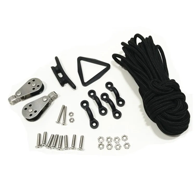 Boat Fishing Rigging Hardware PVC  Accessory Kit Anchor Tether Seat Pulley Block Rope for Waterplay Crafts Outdoor Drifting