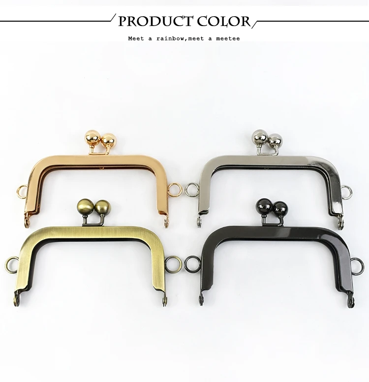 Deepeel 1/2/4Pcs 10.5cm Metal Square Purse Frame Sew in Kiss Lock Clasps for Crochet Bag Wallet Coin Purses DIY Sewing Supplies