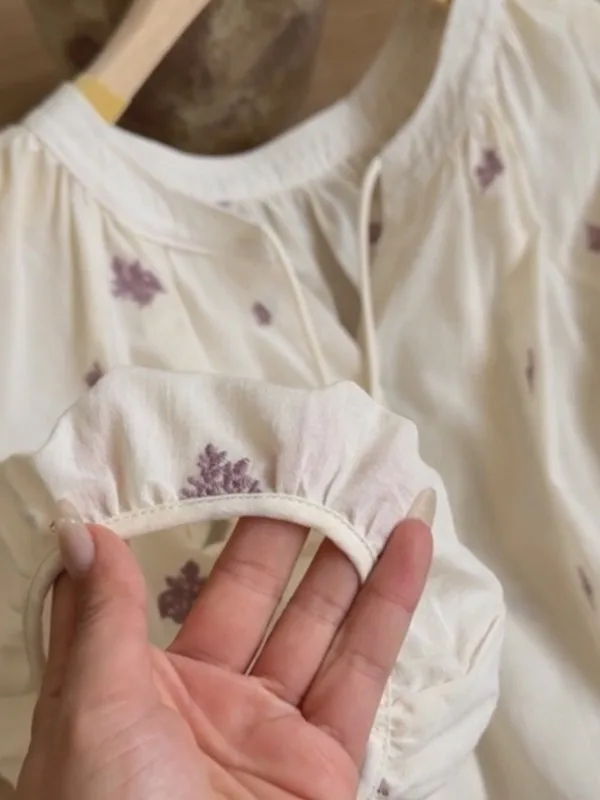 Frauen Sommer Dünne Lose Sonnenschutz irt Romantische Landschaft Sle Blume Knoten Top Lange Sve Laterne Sve