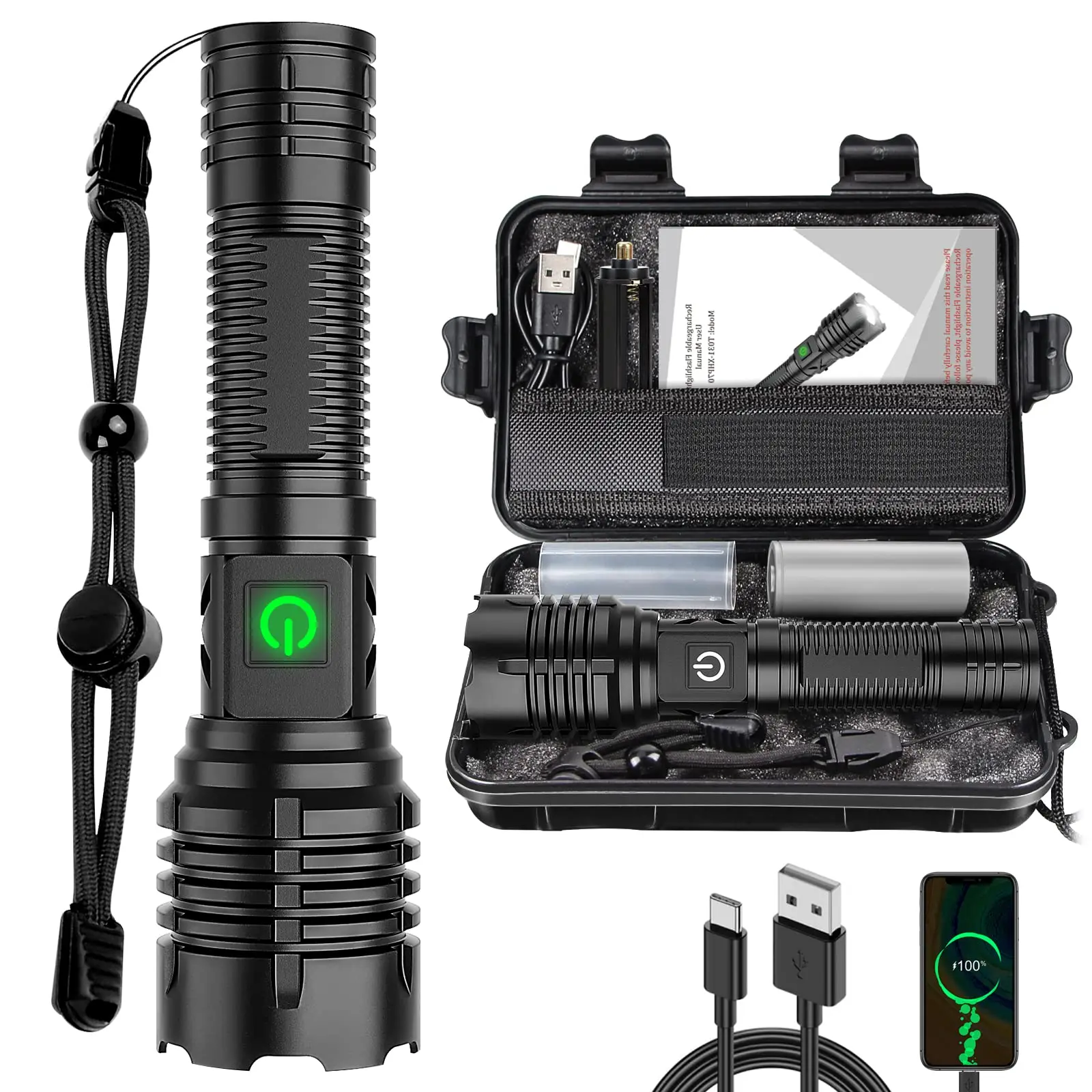 banral-led-flashlight-10000lm-with-replaceable-battery-ip65-waterproof-flashlight-with-replaceable-battery