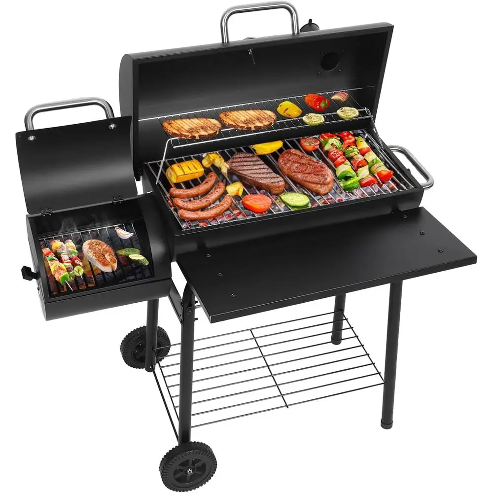 

Charcoal Grills with Oest Smokers: Spacious Barrel Charcoal BBQ Grill | Barbecue Smoker Grill Combo or Outdoor Backyard Patio Ca