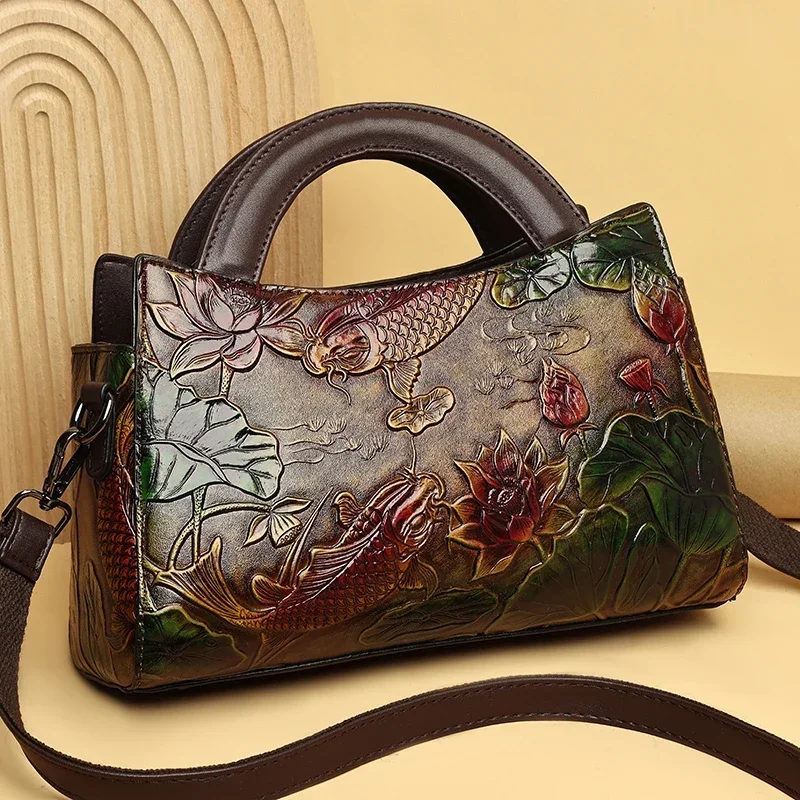 Light Luxury Retro Chinese Ethnic Style Bag Women's Multi-compartment Crossbody Bag High-end Gift-giving Printed Handbag