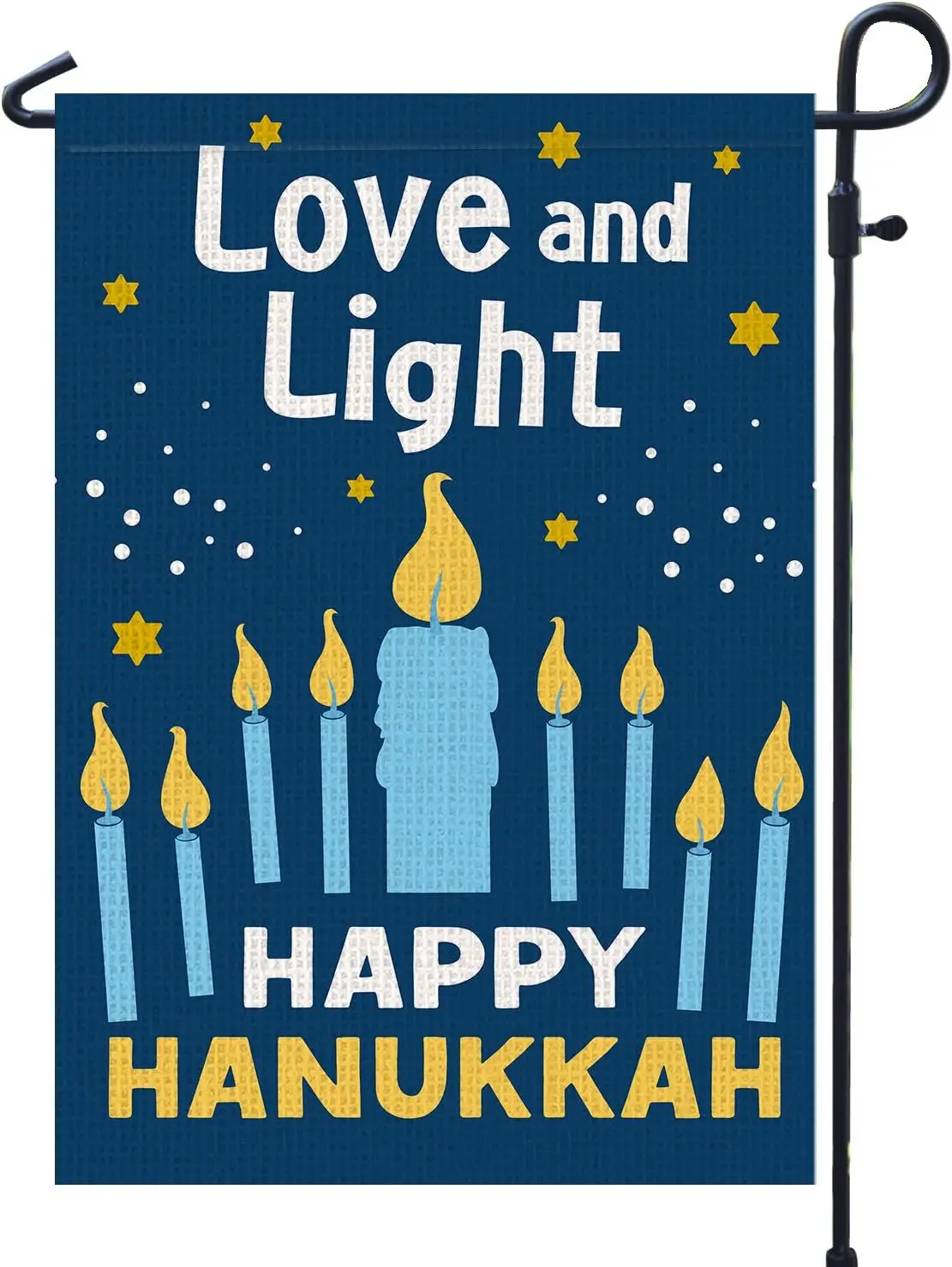 Happy Hanukkah Garden Flag Decorations Vertical Double Sided, Burlap Flag for December Chanukah Decoration - Love and Light Meno