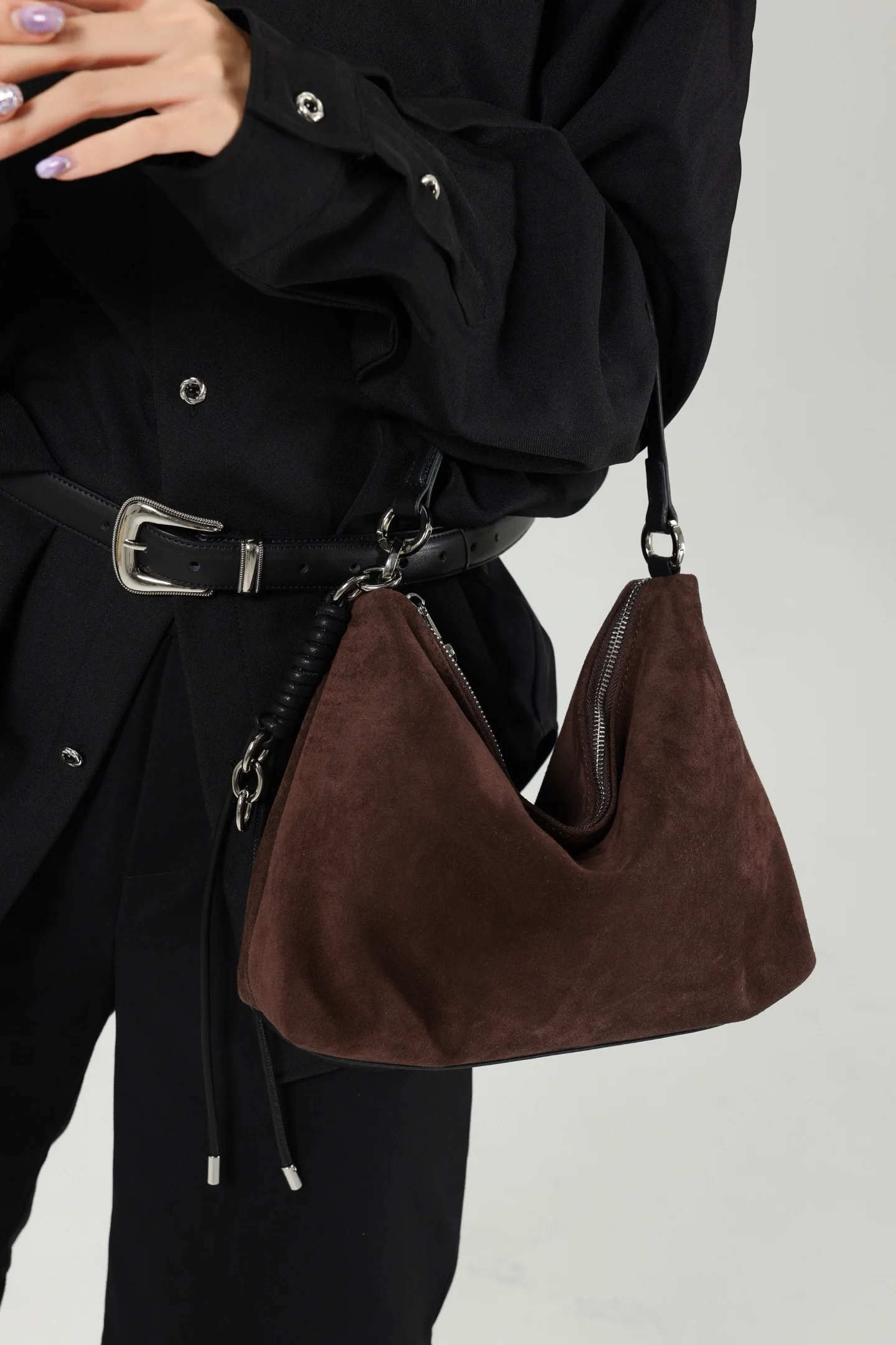 New retro high-quality suede shoulder bag fashionable genuine leather extremely underarm bag large capacity crossbody bag