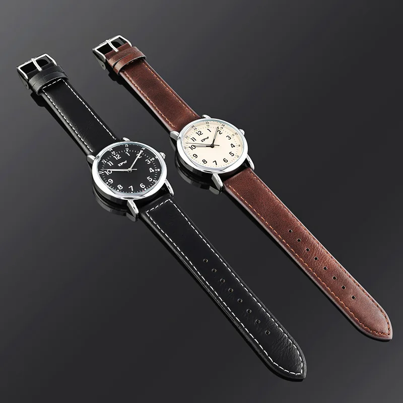 Reloj clásico con correa de cuero para hombre, correa marrón, fácil lectura, digitales árabes, 40MM, reloj de pulsera para hombre, reloj de negocios luminoso resistente al agua