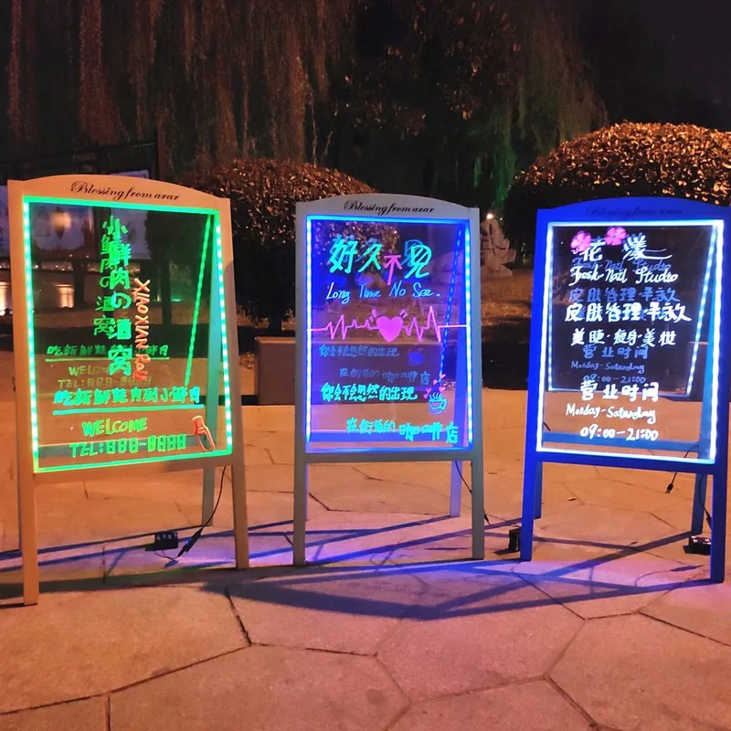 

Transparent blackboard billboard folding luminous display board nail salon entrance light sign can be erased charging publicity