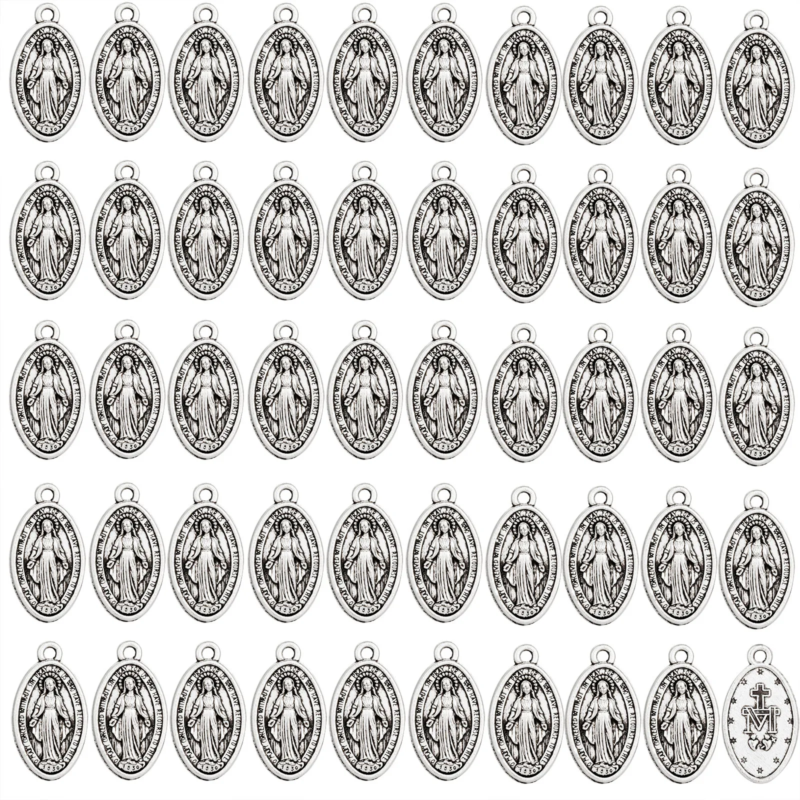 Diyalo 50Pcs/Lot S/M Medalla Milagrosa Our Lady Pendant Charms for DIY Necklace Bracelet Pray Rosary Chaplet Jewelry Making Part