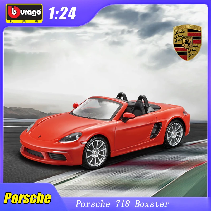 

1:24 Porsche 718 Boxster Sport Car Bburago Diecast Model Edition Alloy Luxury Vehicle Toy Decoration Collection Gift