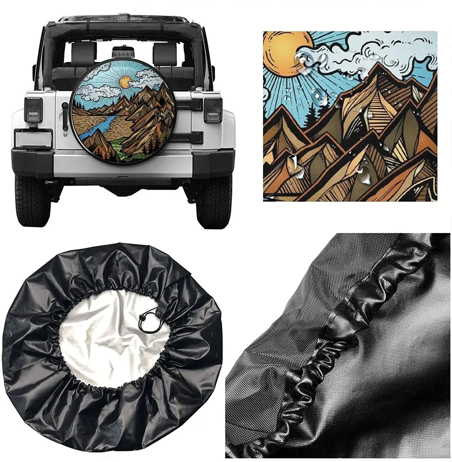 cozipink Mountain is Calling Vintage Spare Tire COVER Weatherproof Wheel Protectors Universal Fit for Trailer Rv SUV Truck